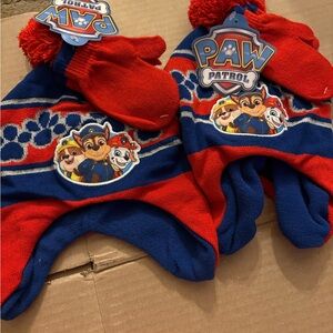 Nickelodeon Paw Patrol Red and Blue Kids Hat Set 2 pack!